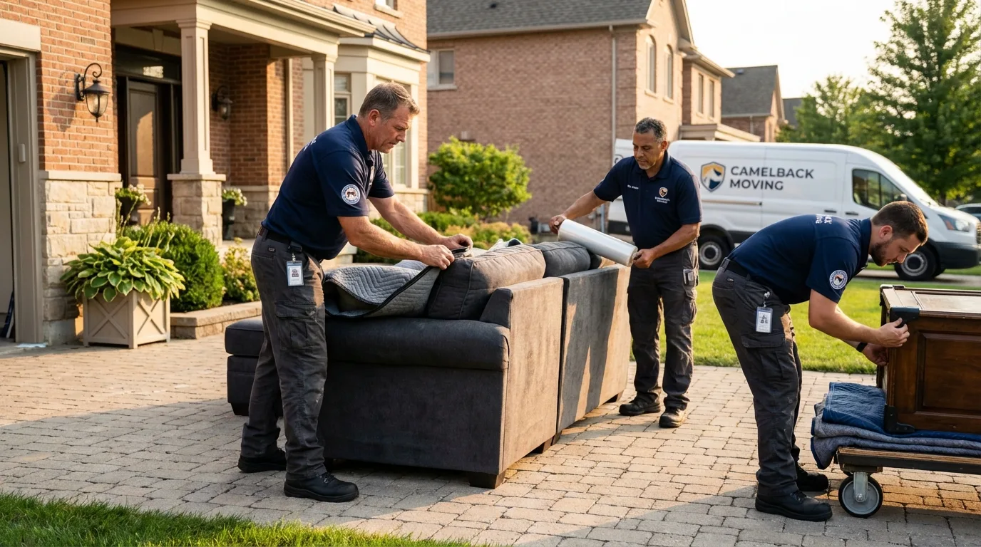 Large estate moving crew wrapping furniture in Granby, CO
